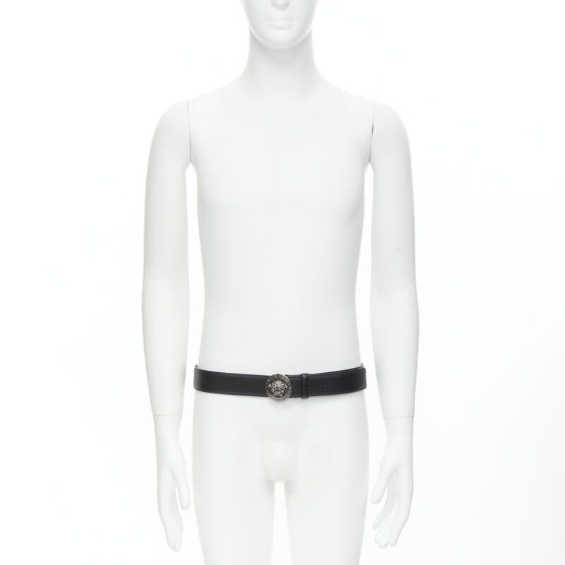 Versace new VERSACE Medusa Medallion Coin silver buckle black leather belt 115cm 44-48" Size ONE SIZE - 2 Thumbnail