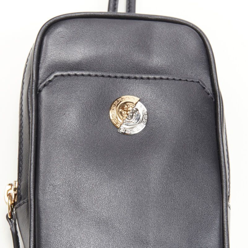 Versace new VERSACE Clash Demi Medusa gold silver split black leather neck crossbody bag Size ONE SIZE - 8 Thumbnail