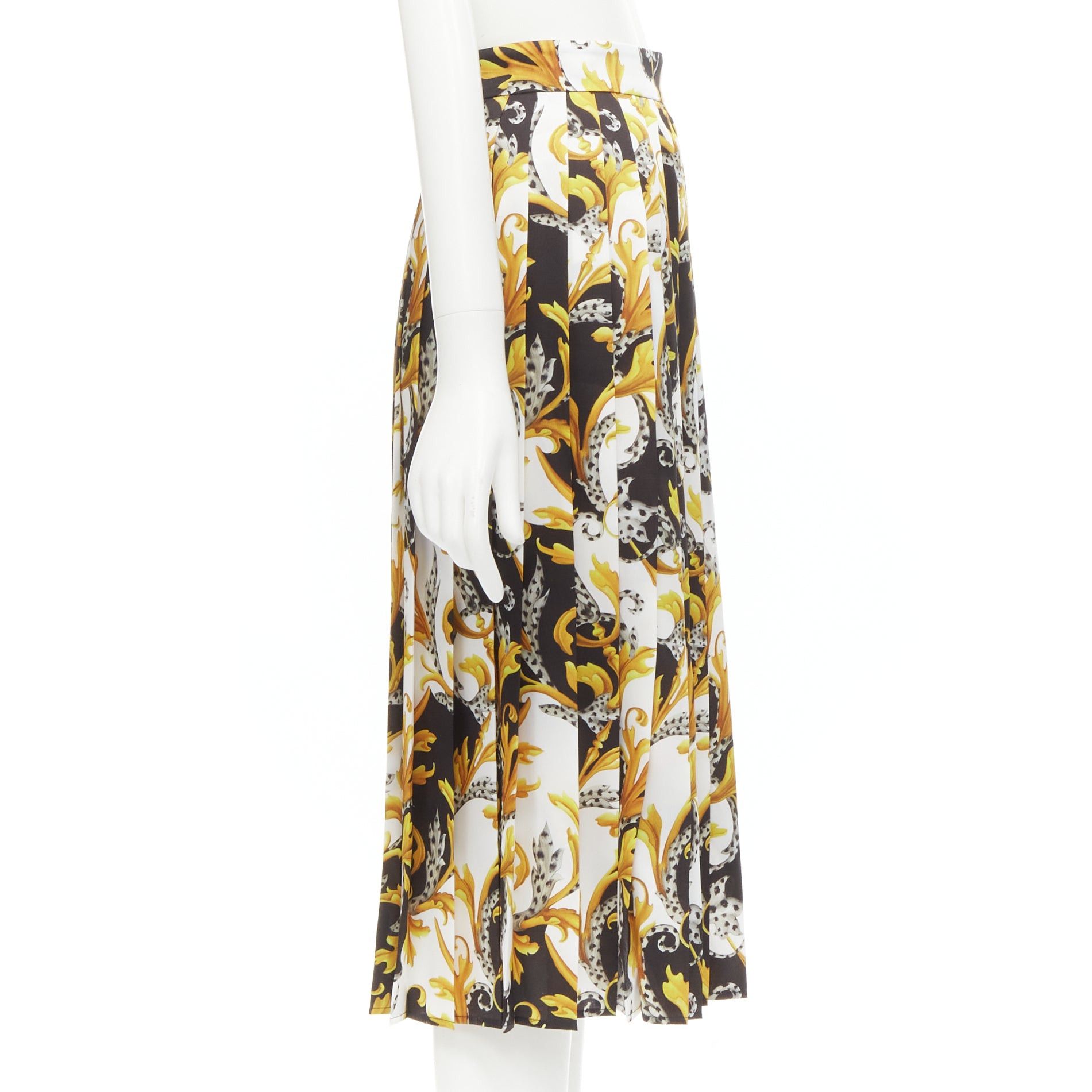 Versace VERSACE Barocco Acanthus black gold print pleated high slit skirt IT36 XS Size 24" / US 00 / IT 34 - 4 Thumbnail