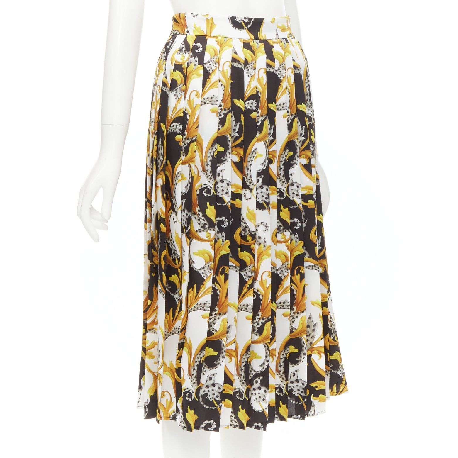 Versace VERSACE Barocco Acanthus black gold print pleated high slit skirt IT36 XS Size 24" / US 00 / IT 34 - 3 Thumbnail