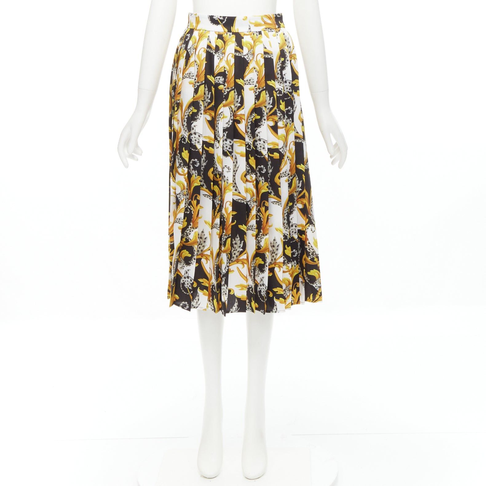 Versace VERSACE Barocco Acanthus black gold print pleated high slit skirt IT36 XS Size 24" / US 00 / IT 34 - 9 Thumbnail
