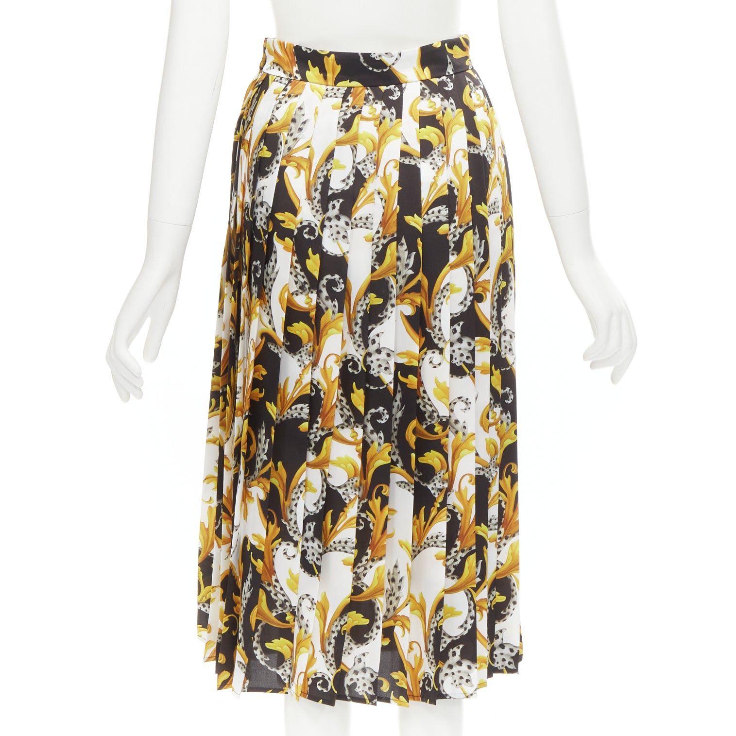 Versace VERSACE Barocco Acanthus black gold print pleated high slit skirt IT36 XS Size 24" / US 00 / IT 34 - 5 Thumbnail