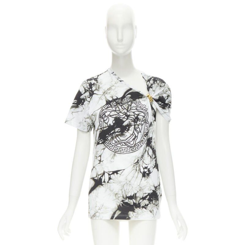 Versace new VERSACE Medusa gold ring marble black white tie dye tshirt IT38 S Size XS / US 0-2 / IT 36-38 - 10 Thumbnail