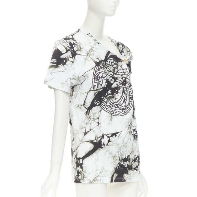 Versace new VERSACE Medusa gold ring marble black white tie dye tshirt IT38 S Size XS / US 0-2 / IT 36-38 - 4 Thumbnail