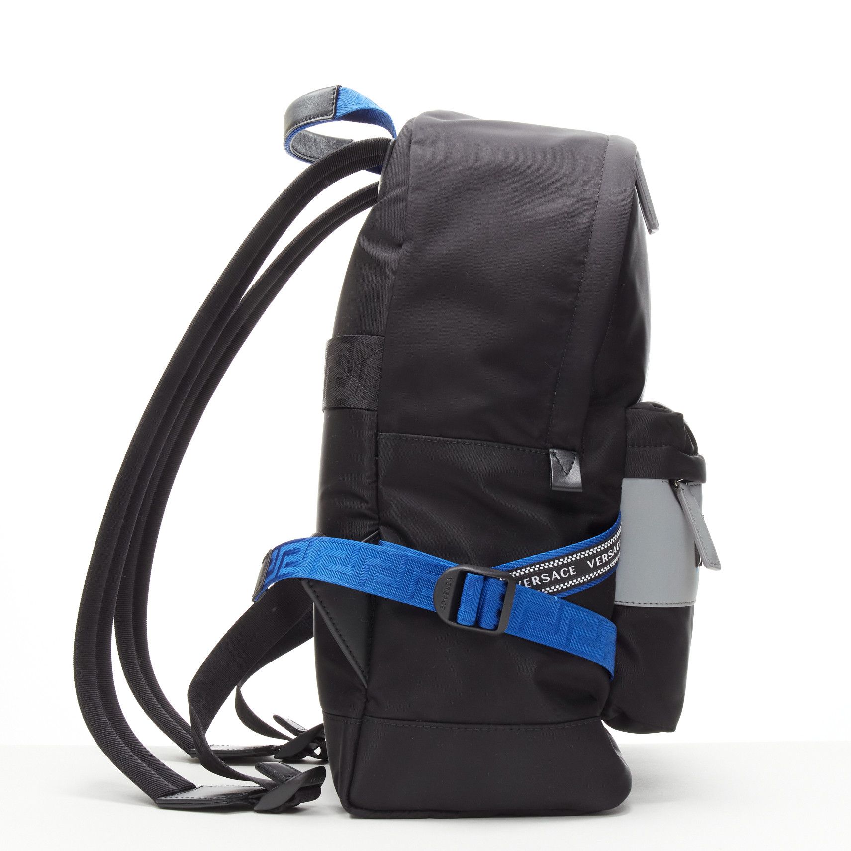 Versace VERSACE Reflective Logo black nylon blue Greca nylon strap backpack Size ONE SIZE - 4 Thumbnail