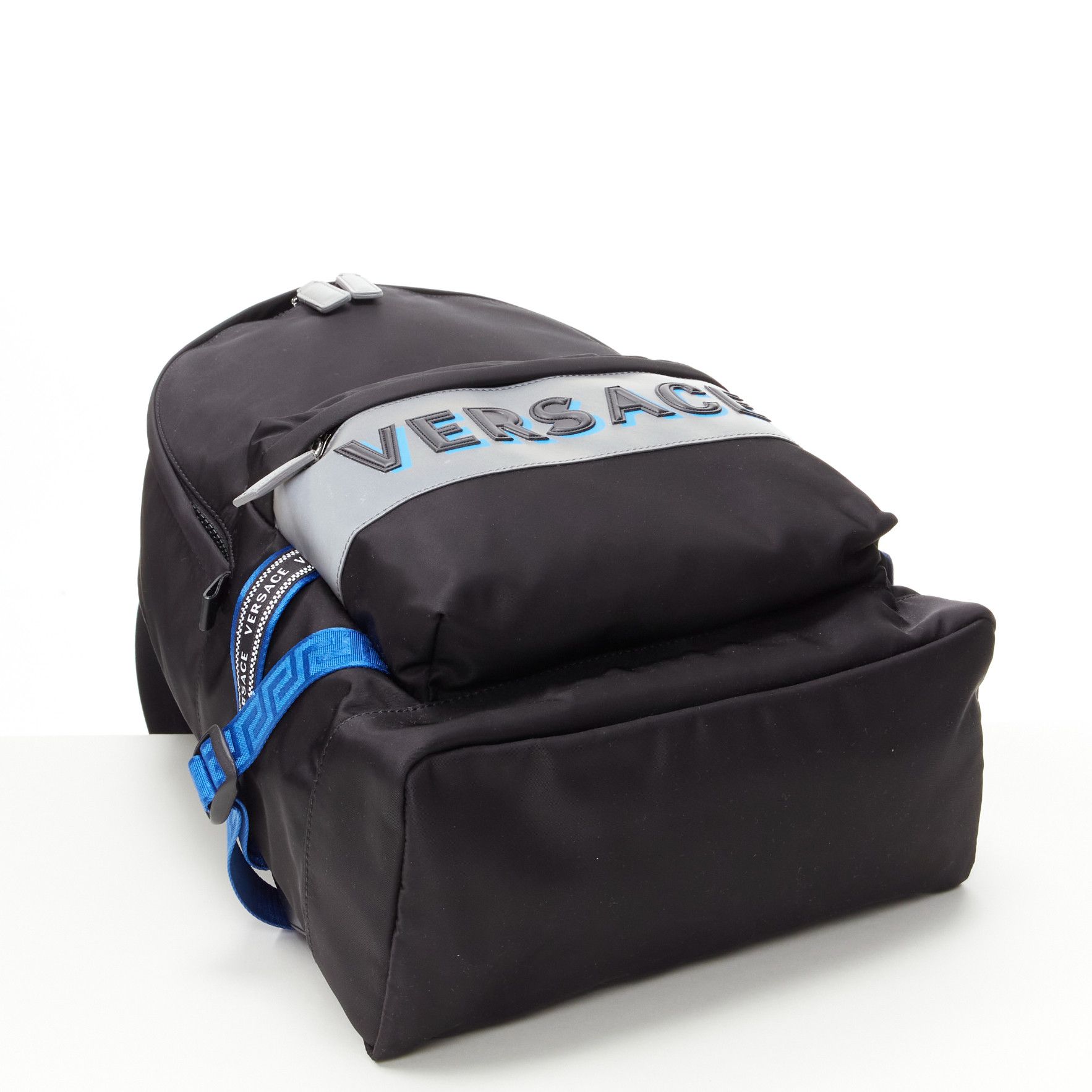 Versace VERSACE Reflective Logo black nylon blue Greca nylon strap backpack Size ONE SIZE - 7 Thumbnail