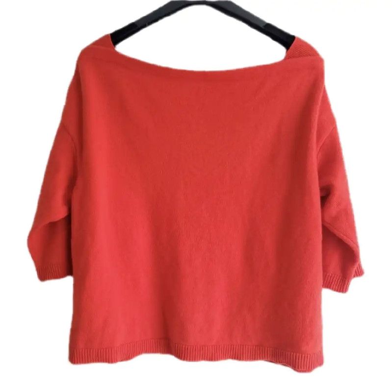 Valentino Valentino Red Cashmere Short Sleeve Sweater 0089 Size L / US 10 / IT 46 - 5 Thumbnail