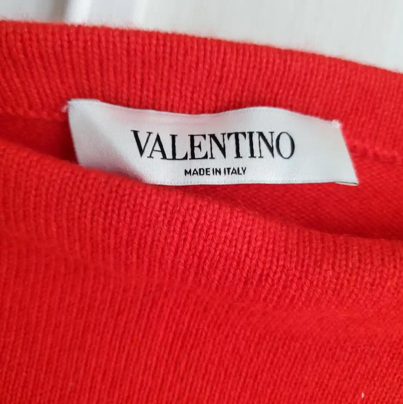 Valentino Valentino Red Cashmere Short Sleeve Sweater 0089 Size L / US 10 / IT 46 - 3 Thumbnail