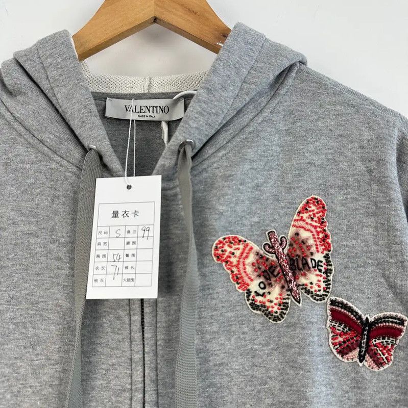 Valentino Valentino Gray Embroidered Women's Hoodie 0089 Size S / US 4 / IT 40 - 3 Thumbnail