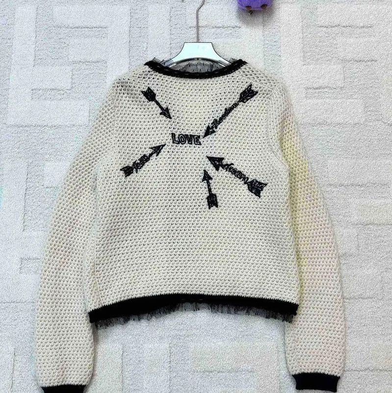 Valentino Valentino Cream Women's Cardigan with Black Trim 0089 Size XS / US 0-2 / IT 36-38 - 2 Thumbnail