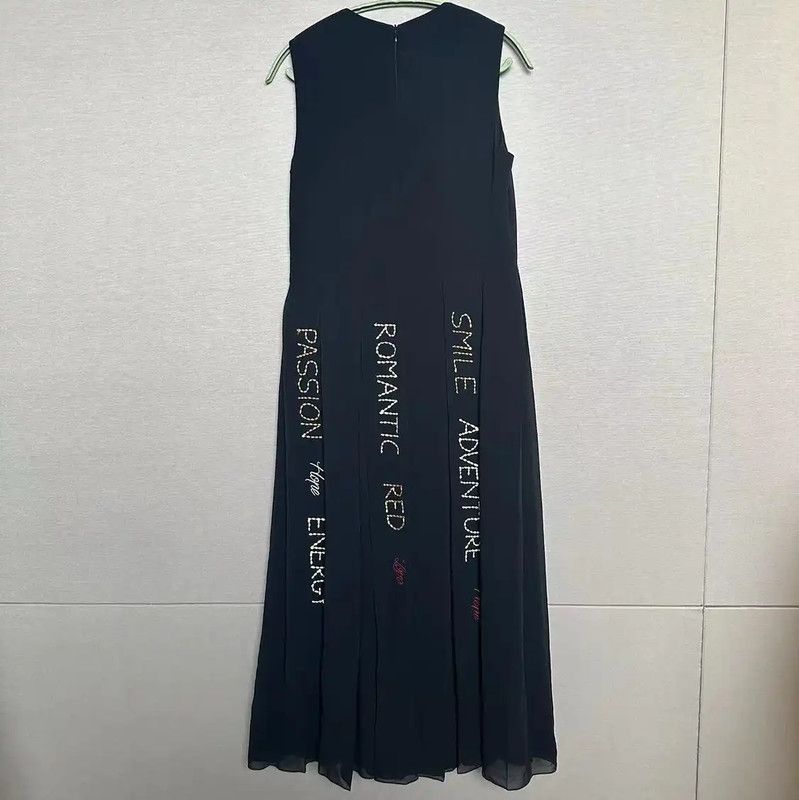 Valentino Valentino Black Summer Dress with Word Embellishments 0089 Size L / US 10 / IT 46 - 2 Thumbnail