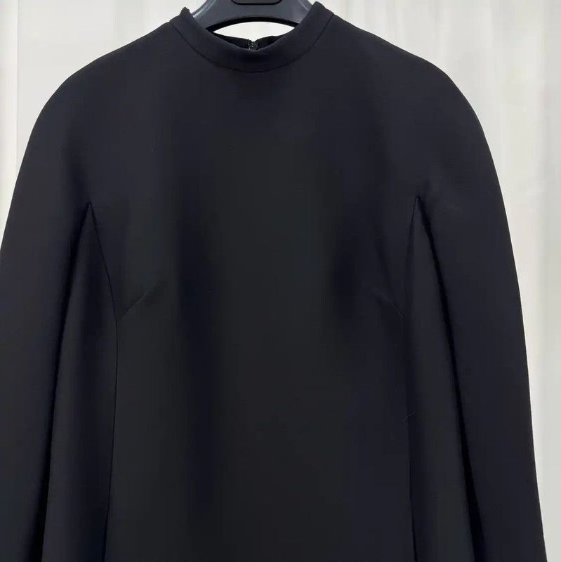 Valentino Valentino Black Wool Blend Long Sleeve Dress 0089 Size L / US 10 / IT 46 - 3 Thumbnail