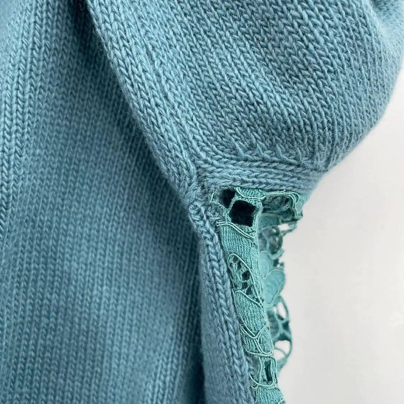 Valentino Valentino Light Blue Cashmere-Blend Long Sleeve Sweater 0089 Size L / US 10 / IT 46 - 6 Thumbnail
