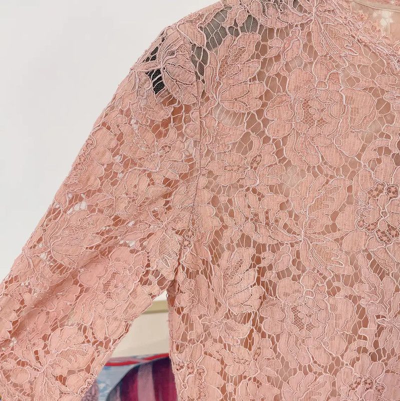 Valentino Valentino Pink Lace Short Sleeve Dress 0089 Size M / US 6-8 / IT 42-44 - 5 Thumbnail