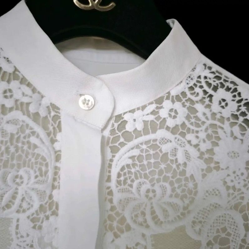 Valentino Valentino White Embroidered Long Sleeve Dress 0089 Size S / US 4 / IT 40 - 4 Thumbnail