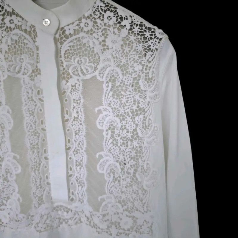 Valentino Valentino White Embroidered Long Sleeve Dress 0089 Size S / US 4 / IT 40 - 3 Thumbnail