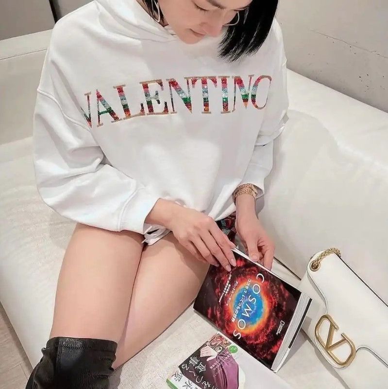 Valentino Valentino White Cotton Long Sleeve Crop Sweatshirt 0089 Size ONE SIZE - 3 Thumbnail