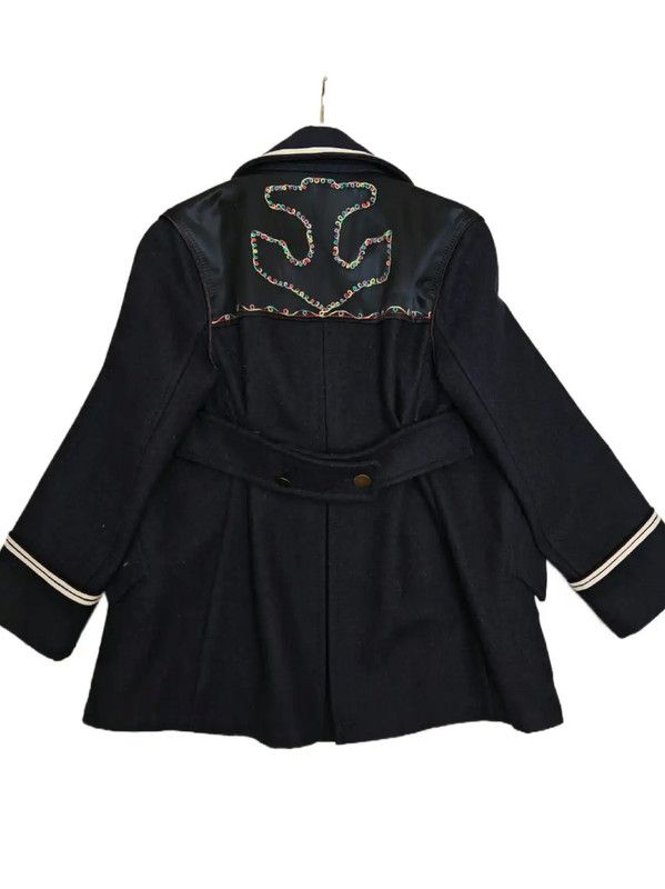 Valentino Valentino Navy Wool Printed Short Coat 0089 Size XS / US 0-2 / IT 36-38 - 2 Thumbnail
