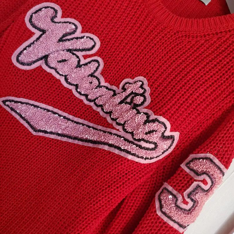 Valentino Valentino Red Embroidered Long-Sleeve Sweater 0089 Size M / US 6-8 / IT 42-44 - 3 Thumbnail