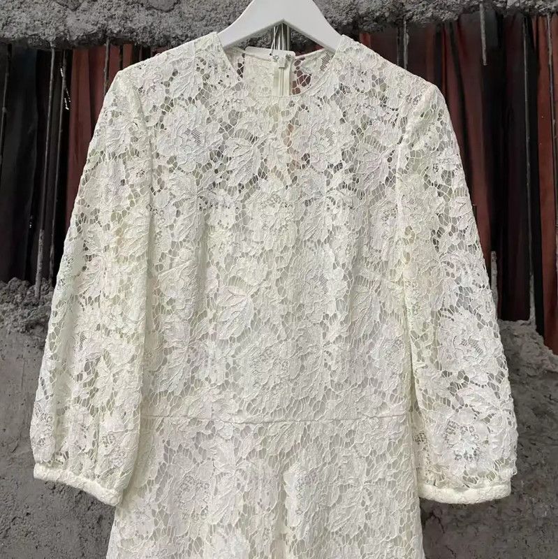 Valentino Valentino White Lace Women's Dress 0089 Size ONE SIZE - 3 Thumbnail