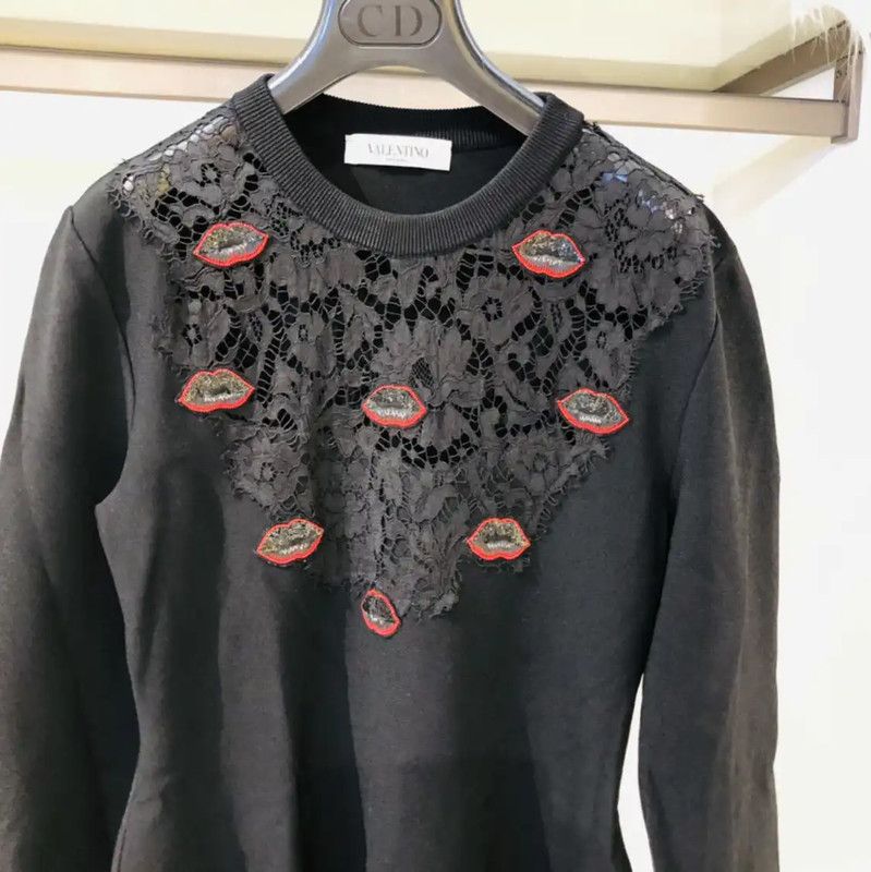 Valentino Valentino Black Long Sleeve Dress for Women 0089 Size L / US 10 / IT 46 - 3 Thumbnail