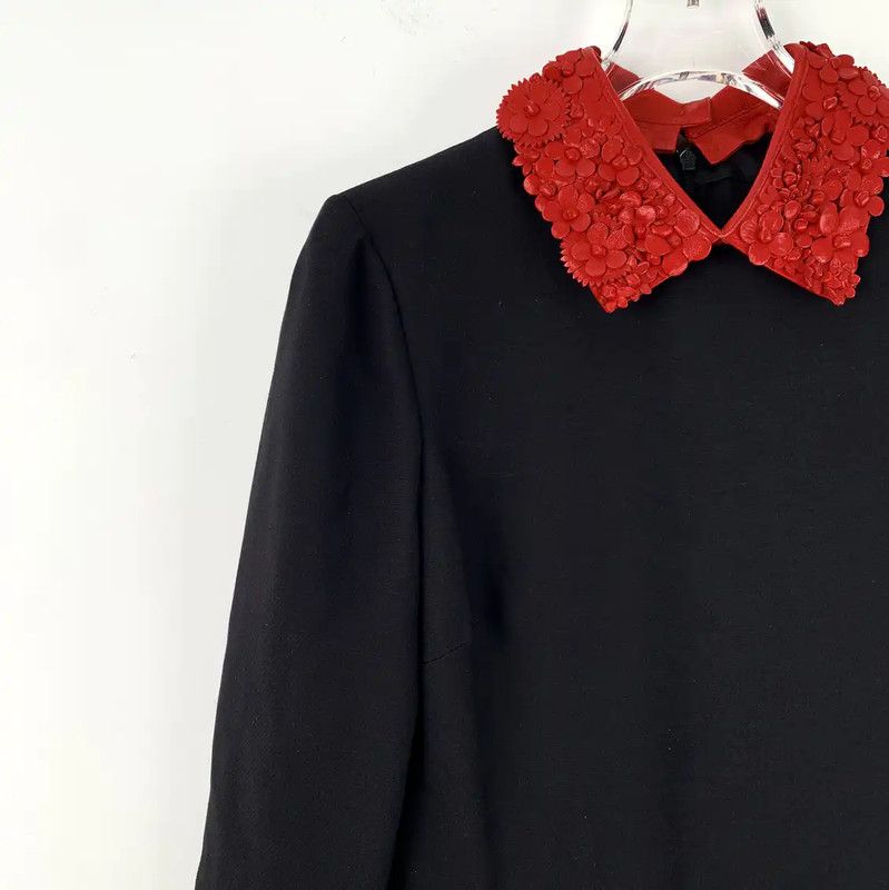 Valentino Valentino Black Dress with Red Collar Detail 0089 Size S / US 4 / IT 40 - 3 Thumbnail