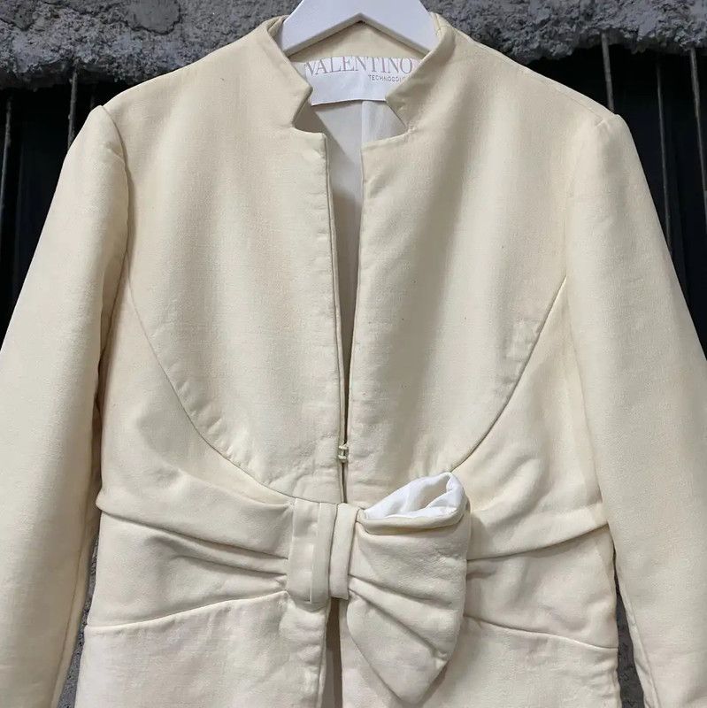 Valentino Valentino Women's Long Cream Coat 0089 Size ONE SIZE - 3 Thumbnail