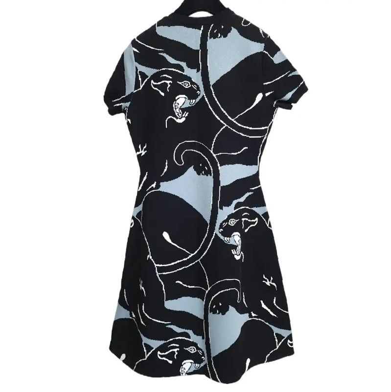Valentino Valentino Black Patterned Short Sleeve Dress 0089 Size S / US 4 / IT 40 - 3 Thumbnail