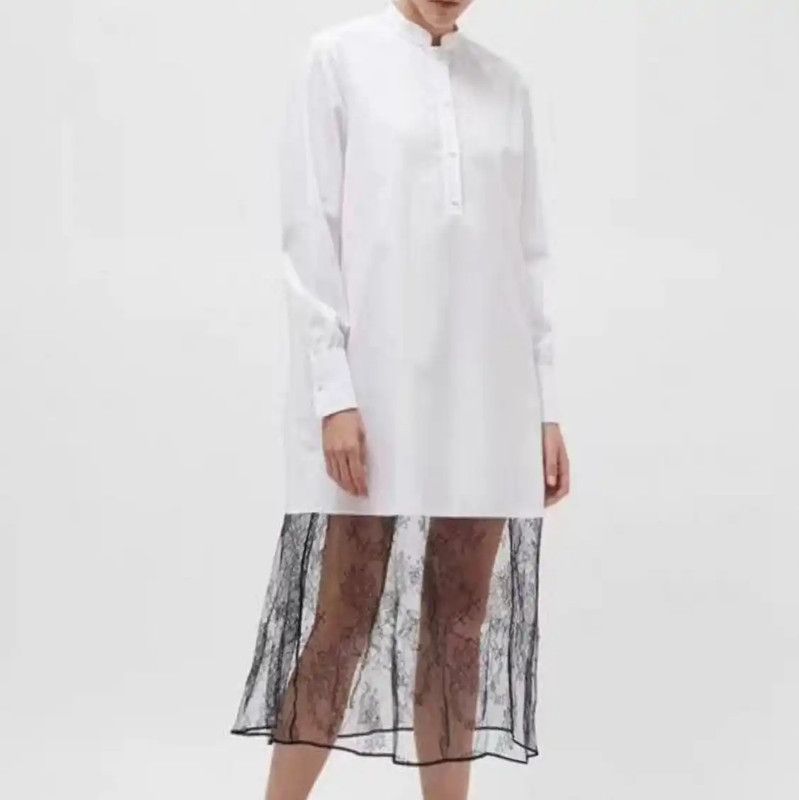 Valentino Valentino Long Sleeve White Dress with Lace Detail 0089 Size S / US 4 / IT 40 - 8 Thumbnail
