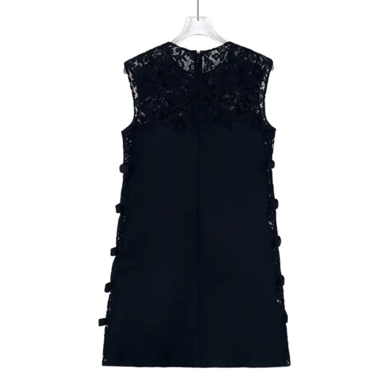 Valentino Valentino Black Cotton Dress with Lace Detail 0089 Size M / US 6-8 / IT 42-44 - 2 Thumbnail