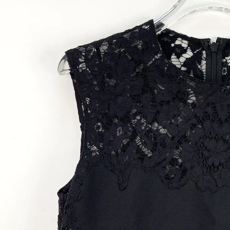Valentino Valentino Black Cotton Dress with Lace Detail 0089 Size M / US 6-8 / IT 42-44 - 3 Thumbnail