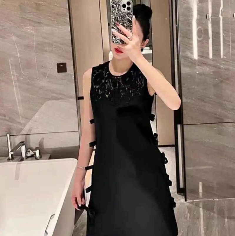 Valentino Valentino Black Cotton Dress with Lace Detail 0089 Size M / US 6-8 / IT 42-44 - 8 Thumbnail