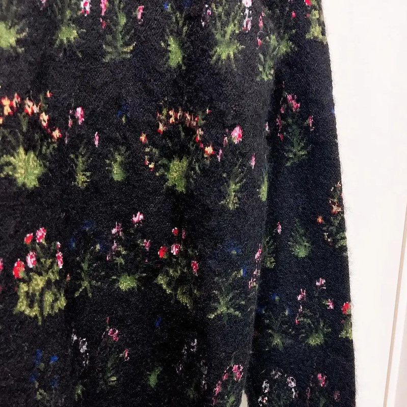 Valentino Valentino Floral Black Wool Blend Long Sleeve Sweater 0089 Size M / US 6-8 / IT 42-44 - 4 Thumbnail