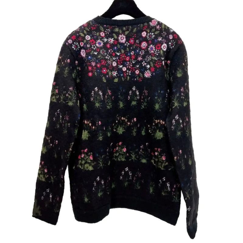 Valentino Valentino Floral Black Wool Blend Long Sleeve Sweater 0089 Size M / US 6-8 / IT 42-44 - 2 Thumbnail