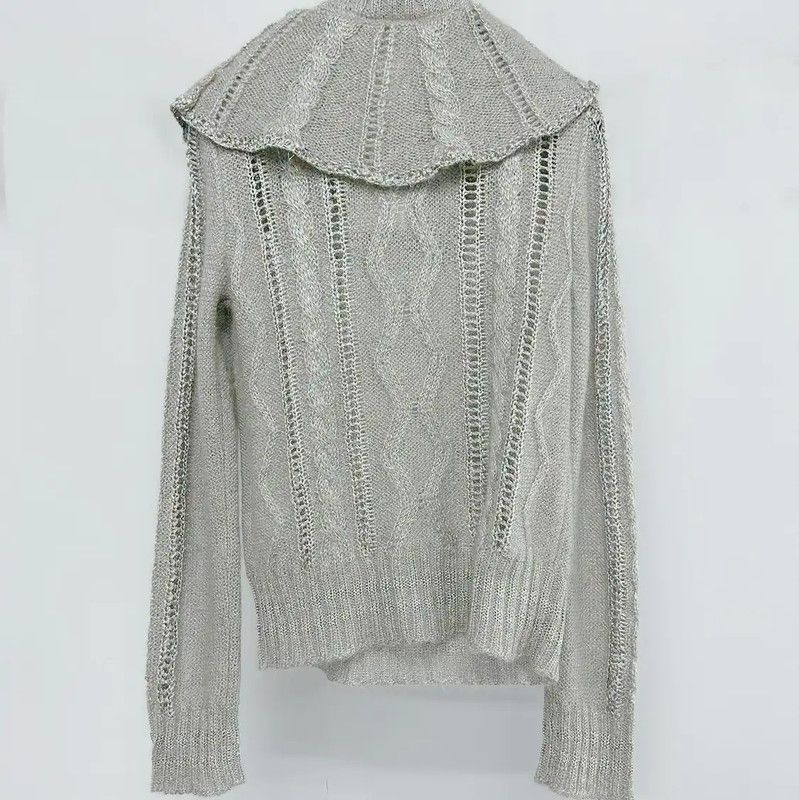 Valentino Valentino Gray Wool Cropped Sweater for Women 0089 Size S / US 4 / IT 40 - 2 Thumbnail