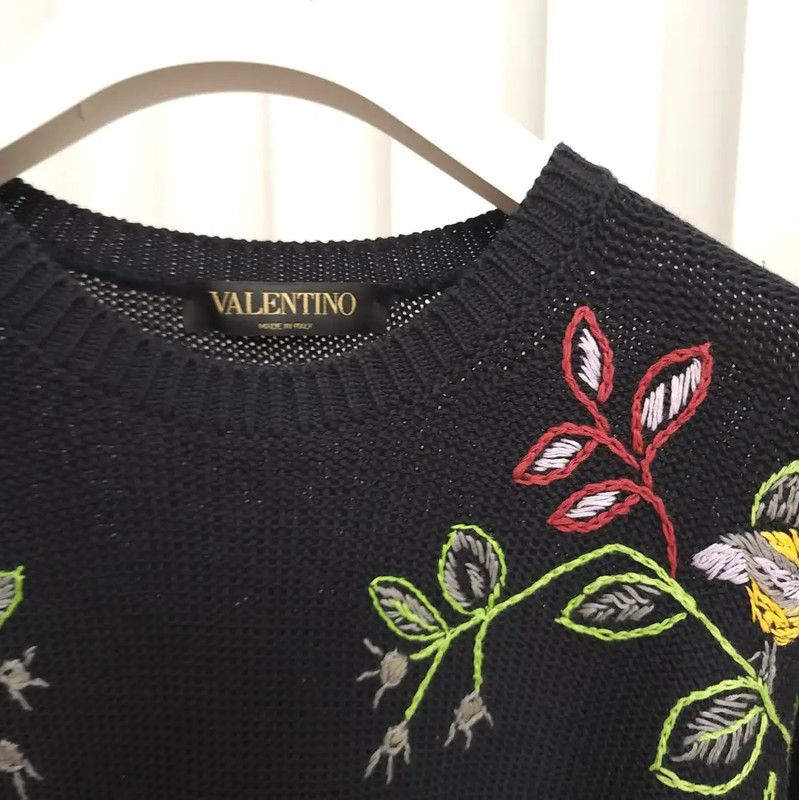 Valentino Valentino Black Wool Embroidered Long Dress 0089 Size ONE SIZE - 3 Thumbnail