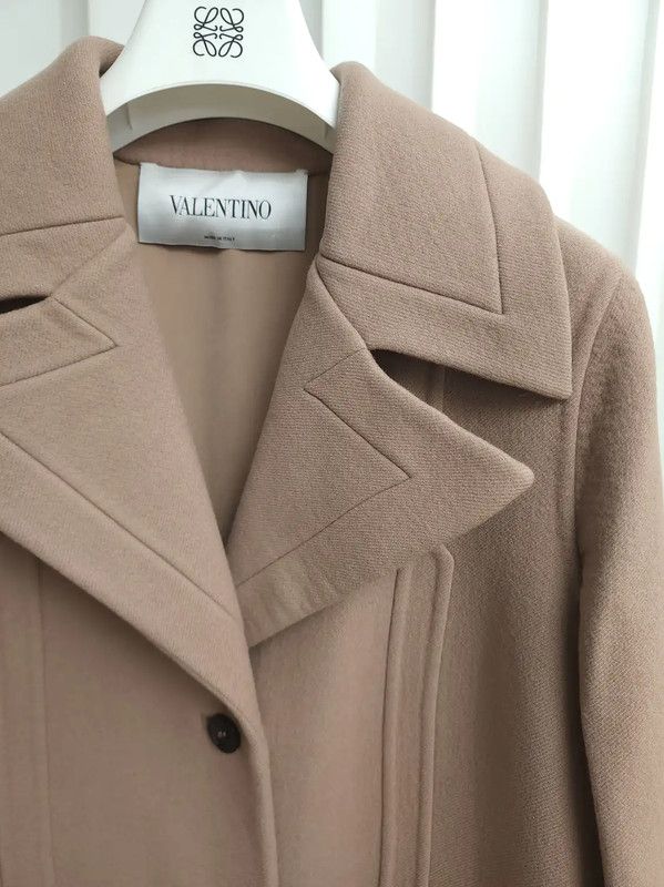 Valentino Valentino Beige Wool Long Coat for Women 0089 Size L / US 10 / IT 46 - 7 Thumbnail
