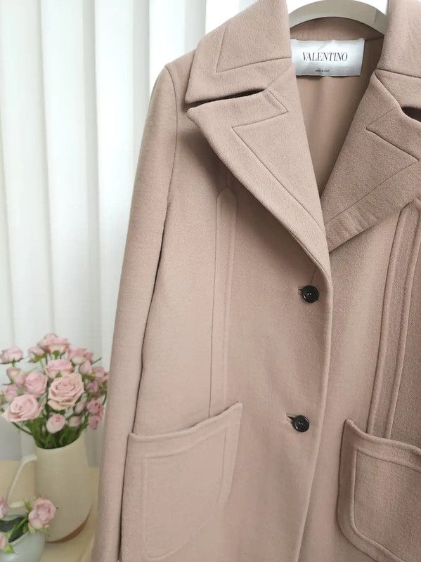 Valentino Valentino Beige Wool Long Coat for Women 0089 Size L / US 10 / IT 46 - 8 Thumbnail