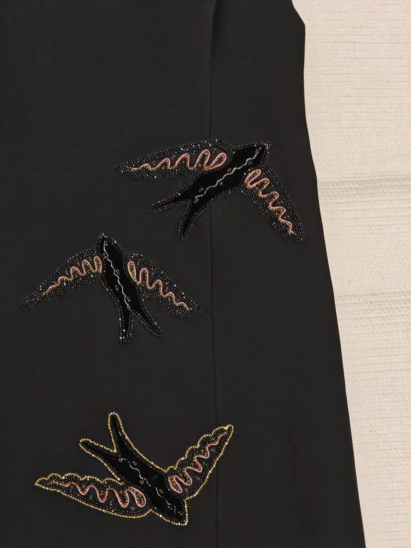 Valentino Valentino Short Sleeve Wool Dress with Embroidery 0089 Size S / US 4 / IT 40 - 4 Thumbnail