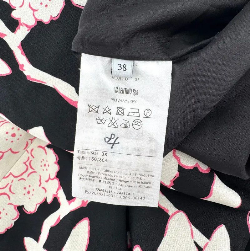 Valentino Valentino Black Floral Print Cotton Dress 0089 Size M / US 6-8 / IT 42-44 - 7 Thumbnail