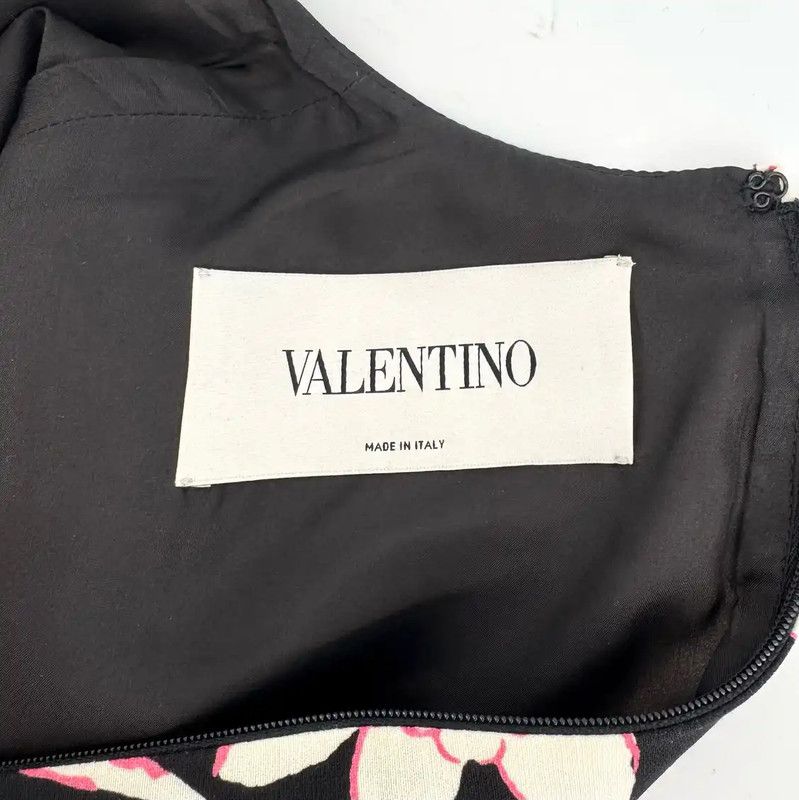 Valentino Valentino Black Floral Print Cotton Dress 0089 Size M / US 6-8 / IT 42-44 - 4 Thumbnail