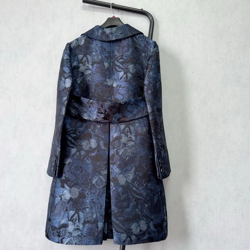 Valentino Valentino Elegant Blue Silk Floral Mid-Length Coat 0089 Size L / US 10 / IT 46 - 8 Thumbnail