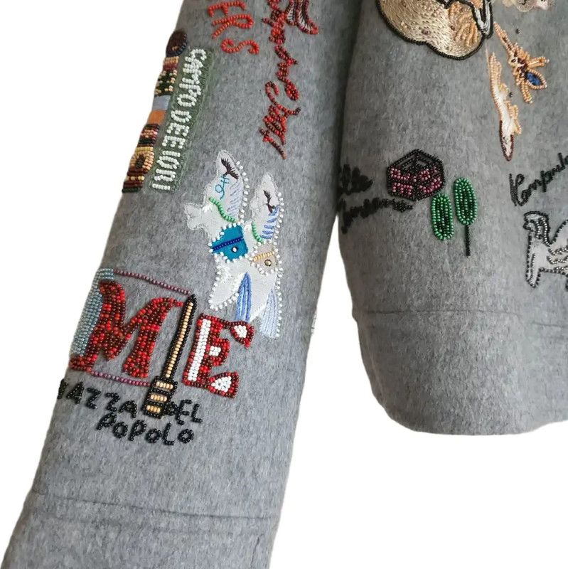 Valentino Valentino Gray Wool Embroidered Long Sleeve Sweatshirt 0089 Size XS / US 0-2 / IT 36-38 - 3 Thumbnail