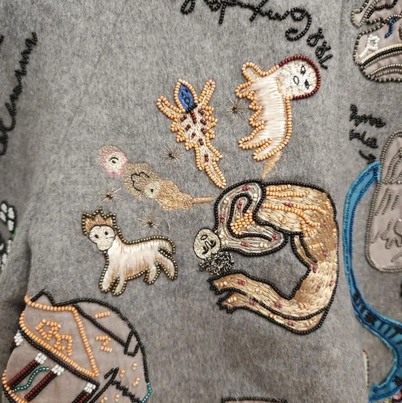 Valentino Valentino Gray Wool Embroidered Long Sleeve Sweatshirt 0089 Size XS / US 0-2 / IT 36-38 - 4 Thumbnail