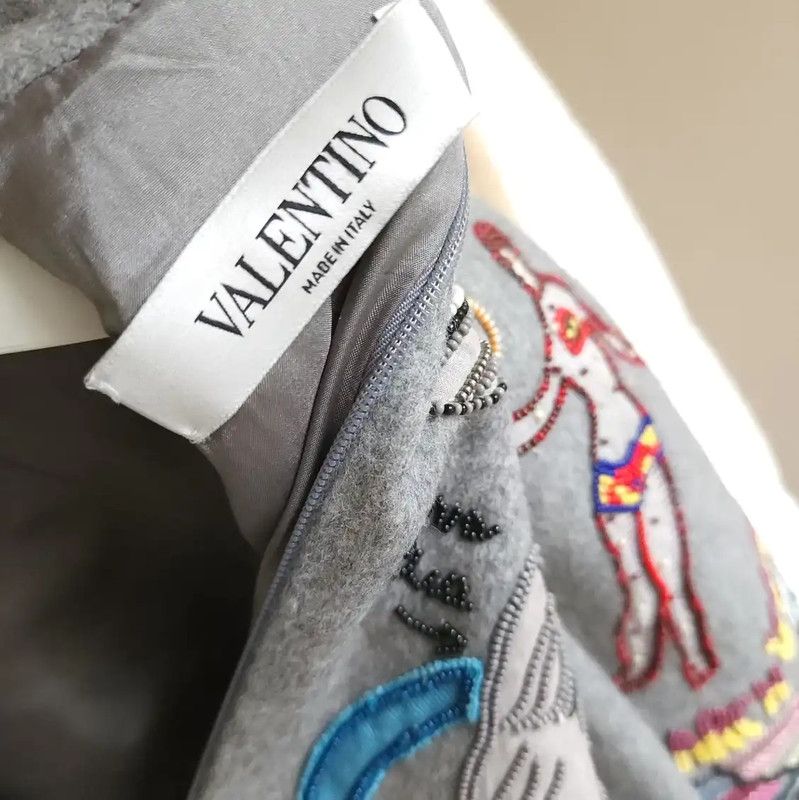 Valentino Valentino Gray Wool Embroidered Long Sleeve Sweatshirt 0089 Size XS / US 0-2 / IT 36-38 - 7 Thumbnail