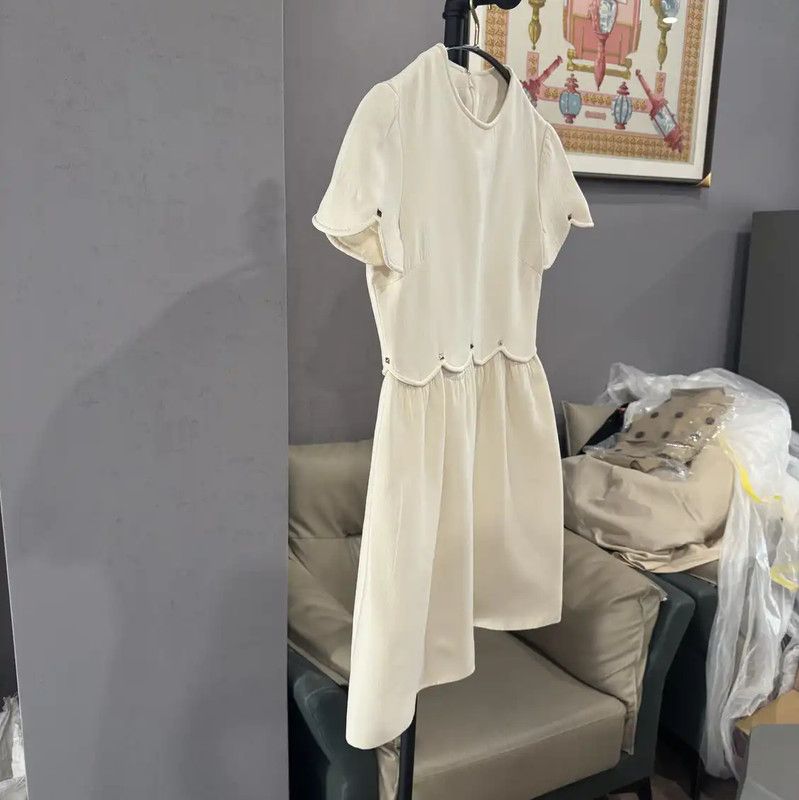 Valentino Valentino Off-White Cotton Women's Dress 0089 Size M / US 6-8 / IT 42-44 - 3 Thumbnail