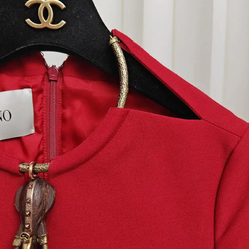 Valentino Valentino Red Wool Dress for Women 0089 Size S / US 4 / IT 40 - 9 Thumbnail