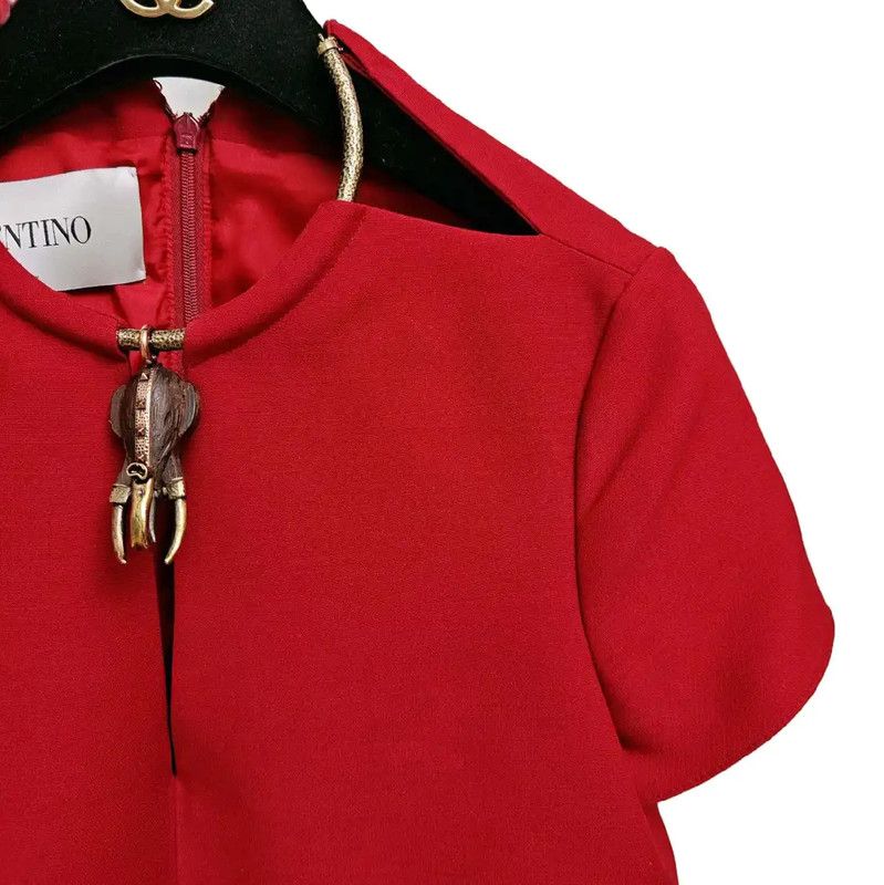 Valentino Valentino Red Wool Dress for Women 0089 Size S / US 4 / IT 40 - 8 Thumbnail