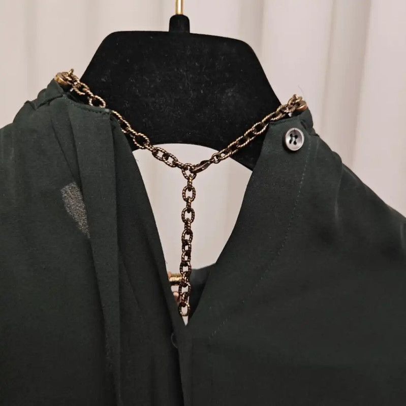 Valentino Valentino Silk Long Sleeve Dress in Dark Green 0089 Size S / US 4 / IT 40 - 7 Thumbnail
