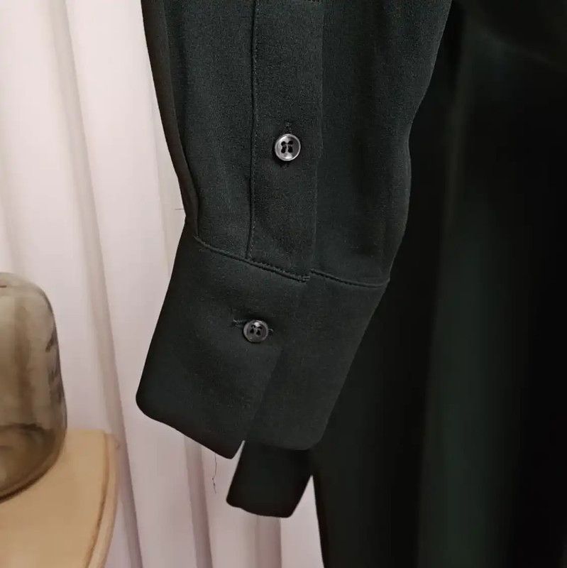 Valentino Valentino Silk Long Sleeve Dress in Dark Green 0089 Size S / US 4 / IT 40 - 6 Thumbnail